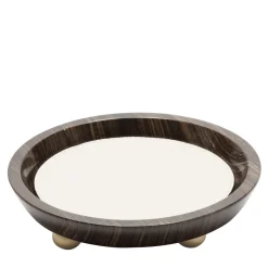 Mini vassoio rotondo in pelle e marmo Monza #1