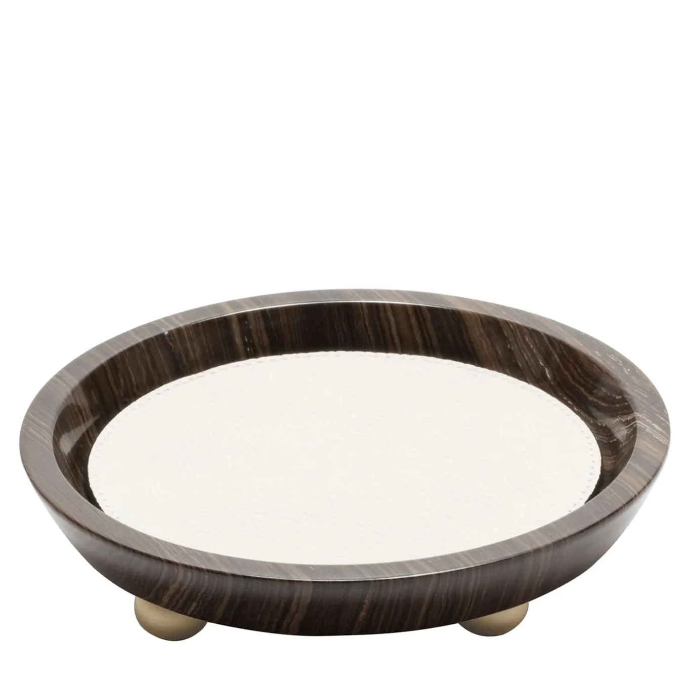 Mini vassoio rotondo in pelle e marmo Monza #1