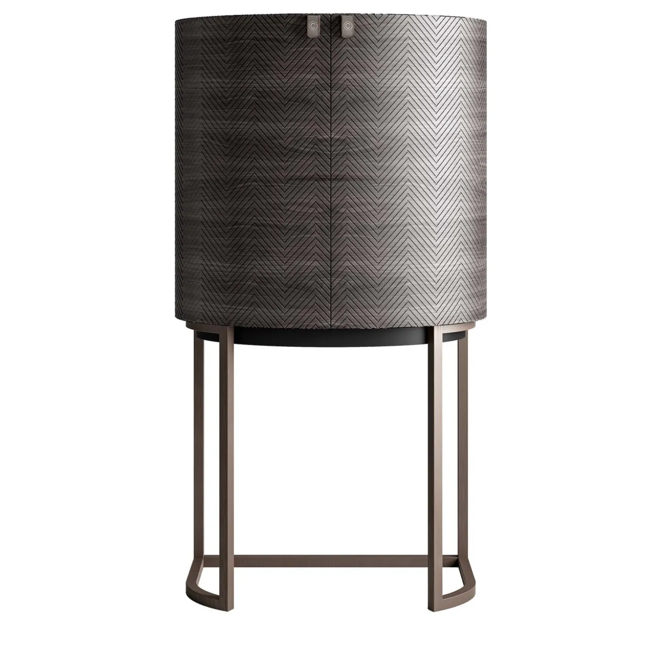 Mobile bar curvo in noce scuro