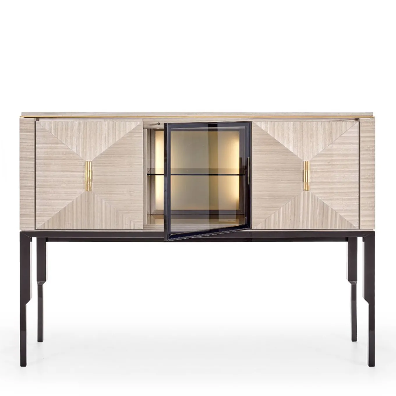 Mobile bar in legno di eucalipto lucido Crystal