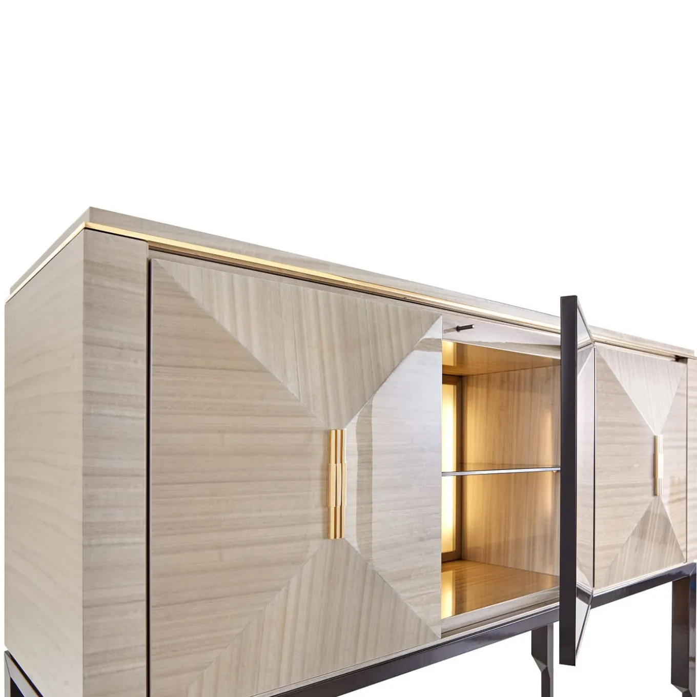 Mobile bar in legno di eucalipto lucido Crystal