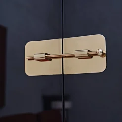 Mobile bar Mai Tai blu-nero in legno e metallo dorato