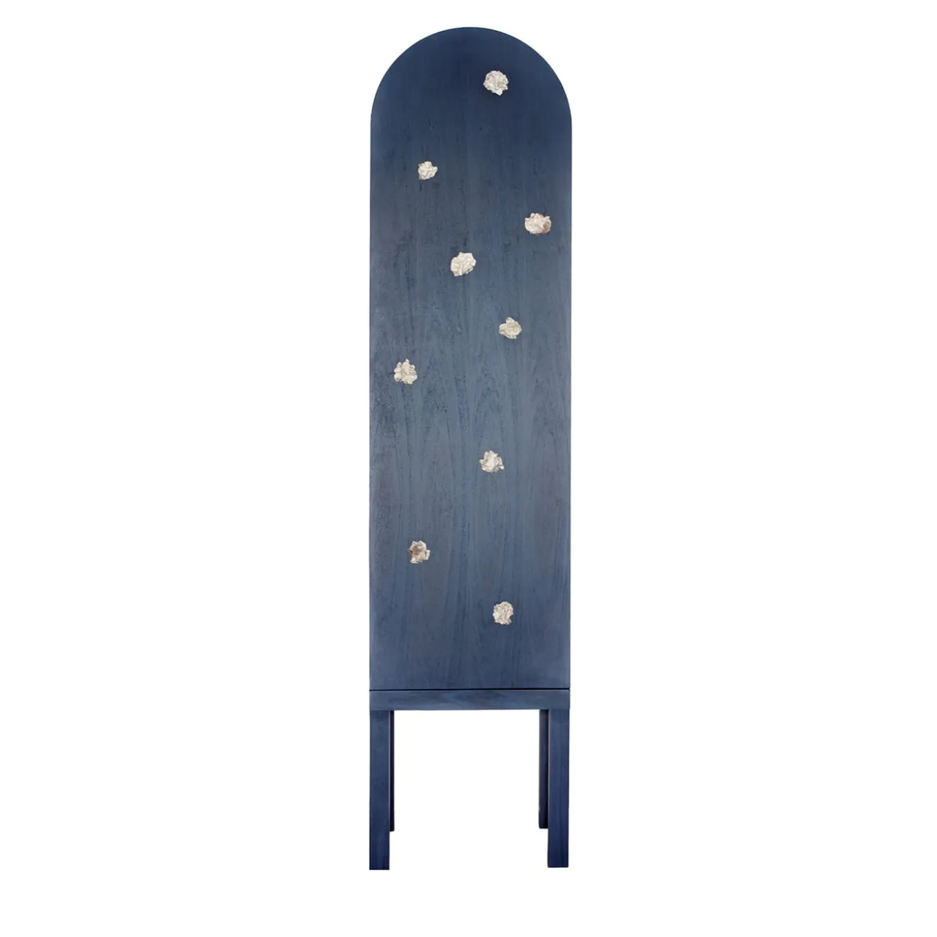 Mobile contenitore blu Blossom con anta singola e inserti in ceramica