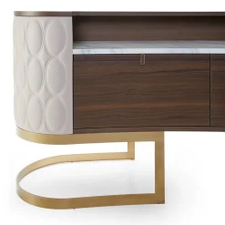 Mobile Diamond Bar in noce canaletto opaco con marmo di Carrara