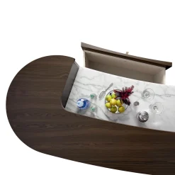 Mobile Diamond Bar in noce canaletto opaco con marmo di Carrara