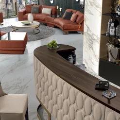 Mobile Diamond Bar in noce canaletto opaco con marmo di Carrara