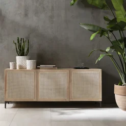 Mobile Elisa in Legno con Ante in Tessuto di Midollo