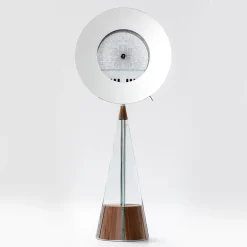 Mobile Gualtiero Canaletto in noce con dettagli in acciaio e vetro