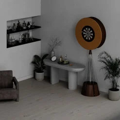 Mobile Gualtiero Canaletto in noce con dettagli in acciaio e vetro