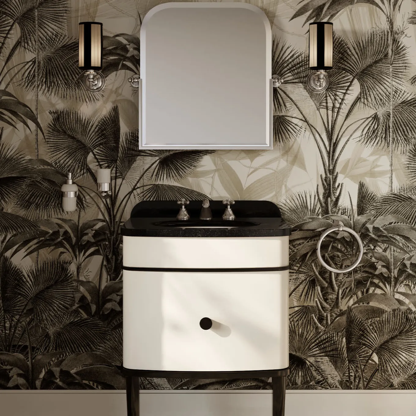 Mobile Portalavabo Music Junior in Cream e Nero