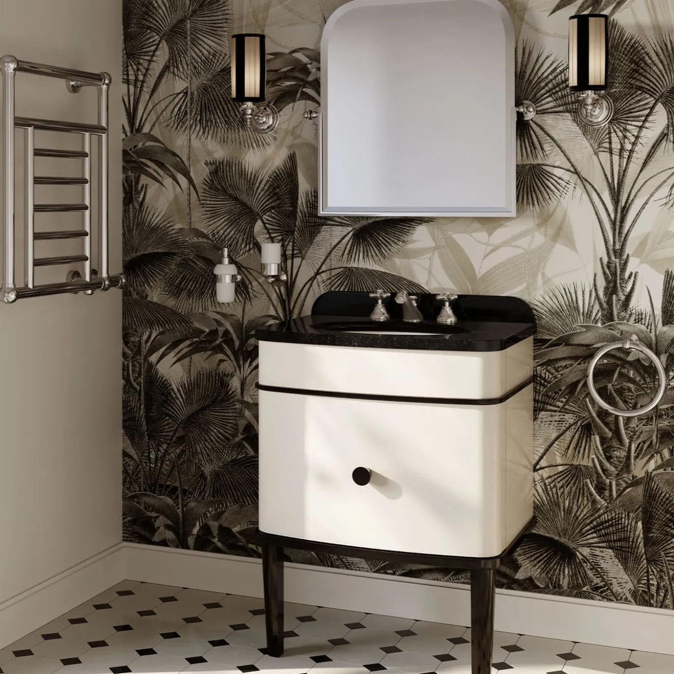 Mobile Portalavabo Music Junior in Cream e Nero