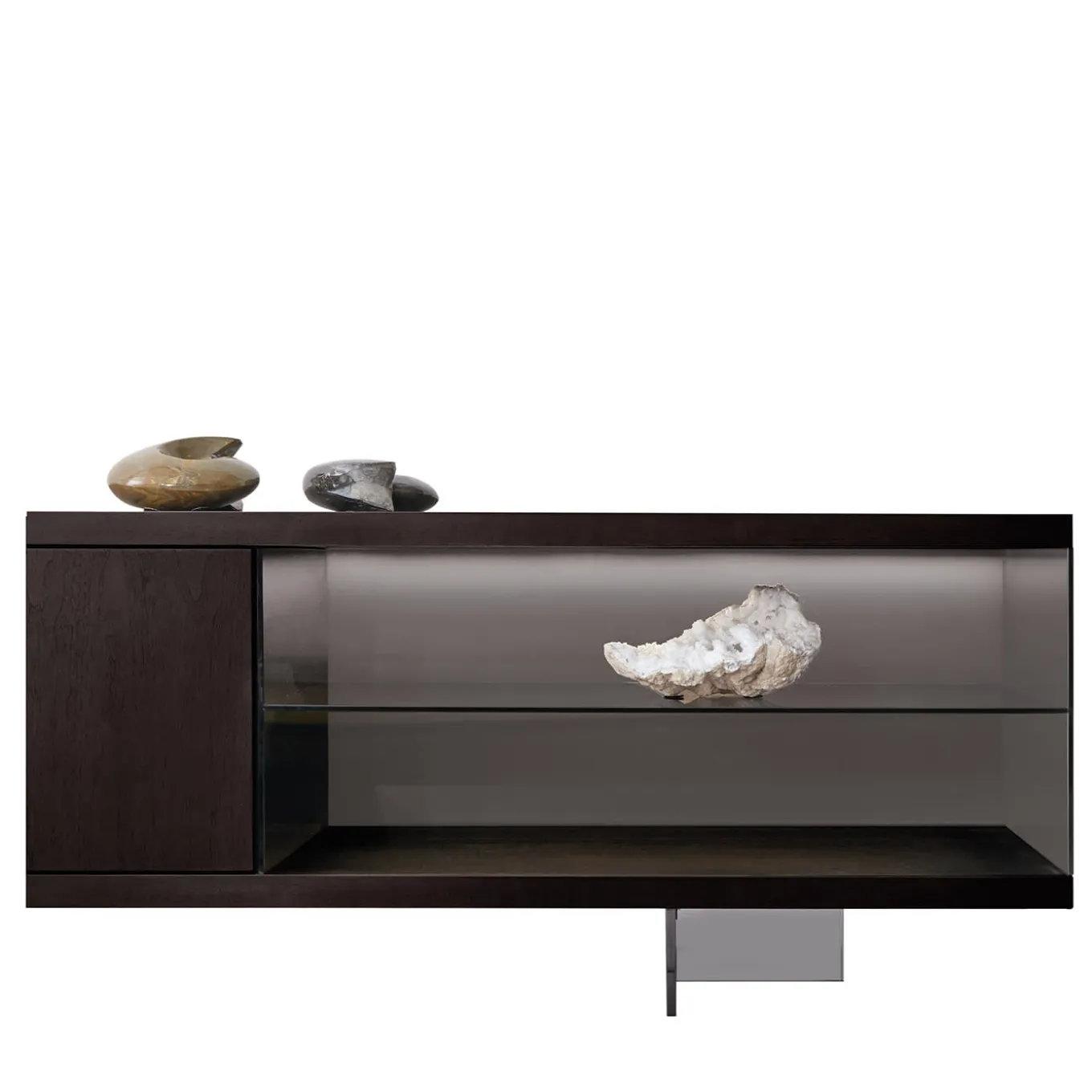 Mobile TV Book in Noce Canaletto con Vetro Fumé