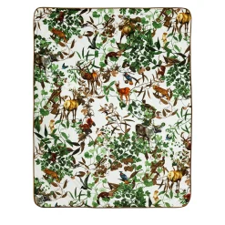 Mont Blanc Plaid in velluto con rami e animali del bosco