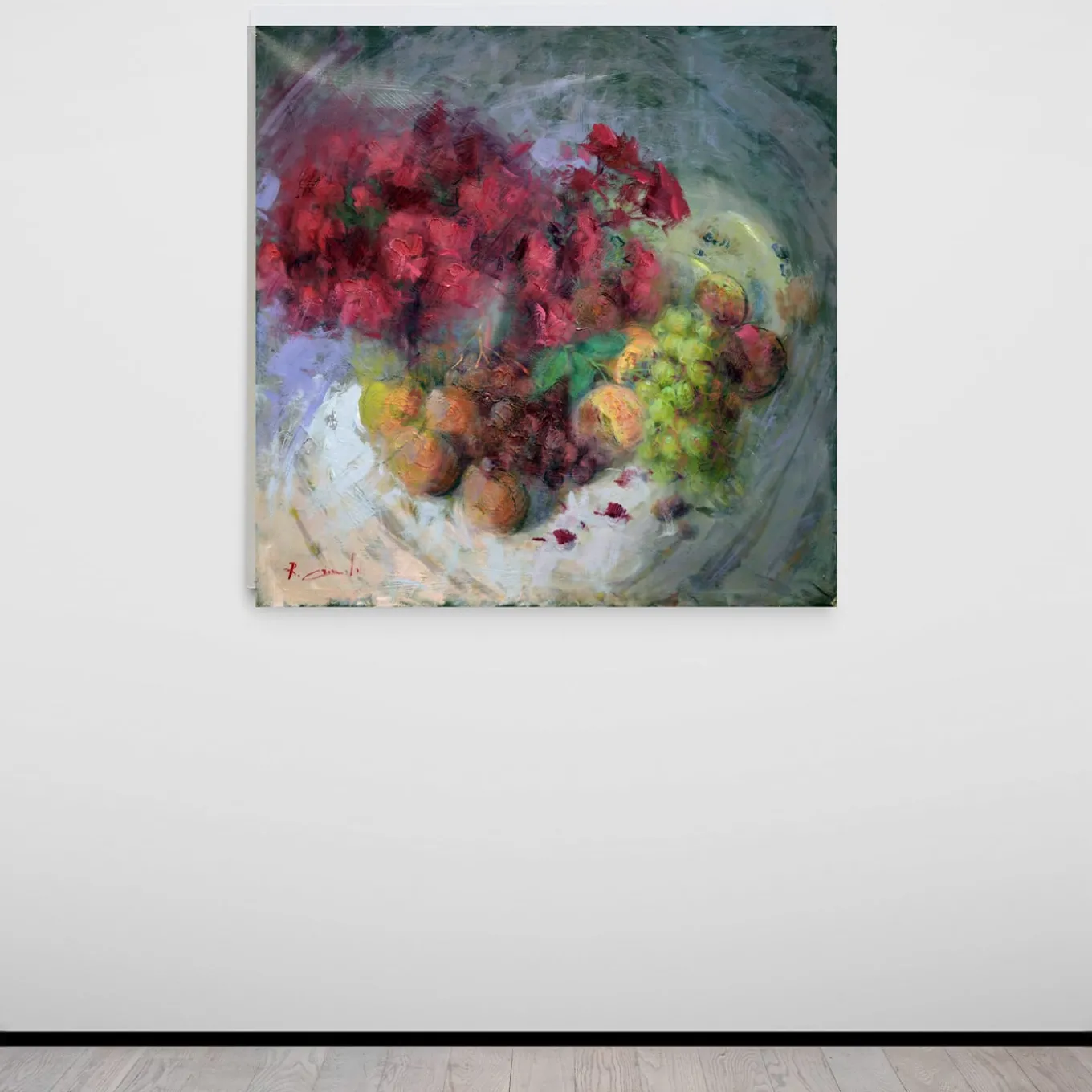 Natura morta con fiori rossi di Renato Criscuolo