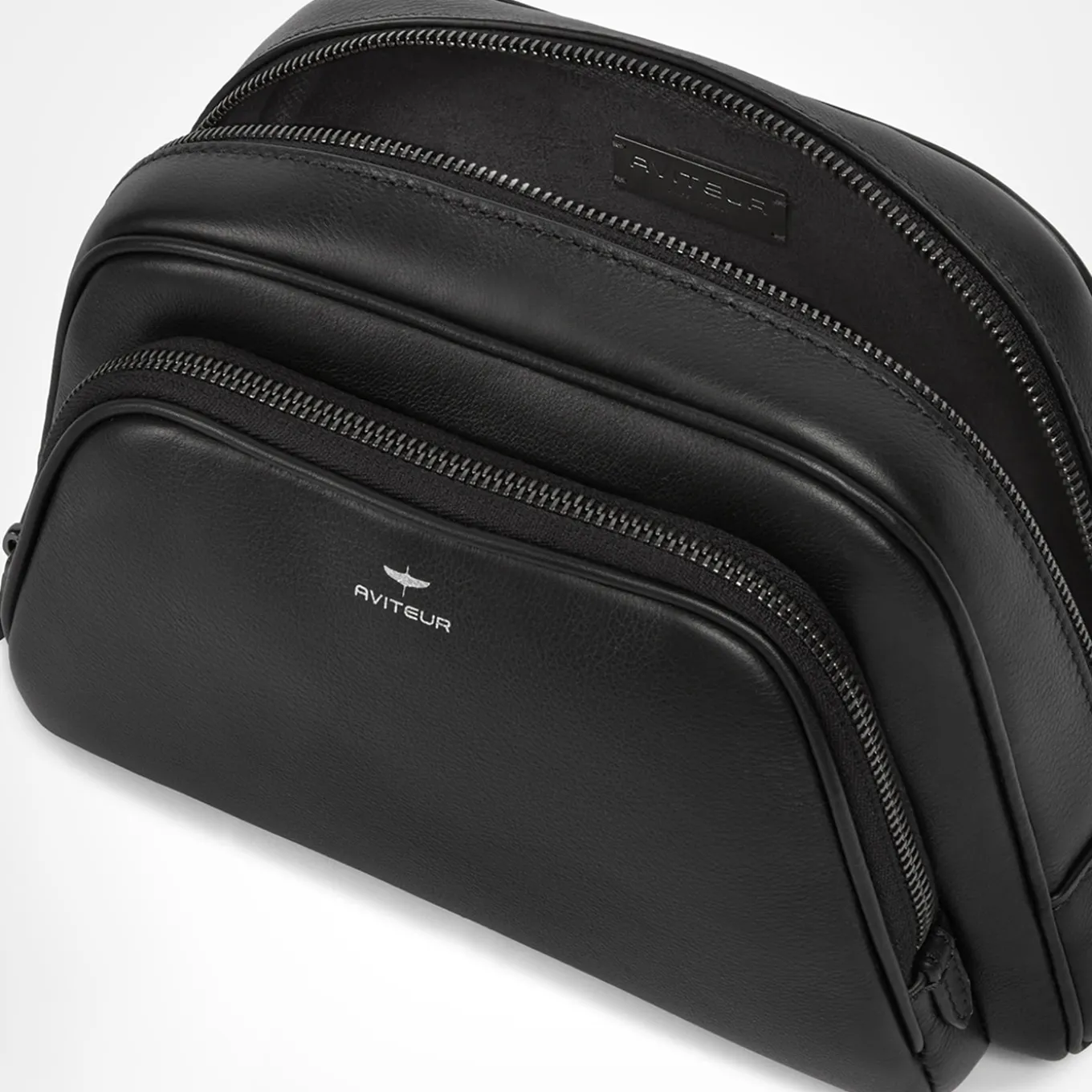 Necessaire Vanity Case in pelle di vitello nera