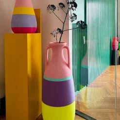 Nuova anfora gigante Teodosio giallo viola azzurro e rosa