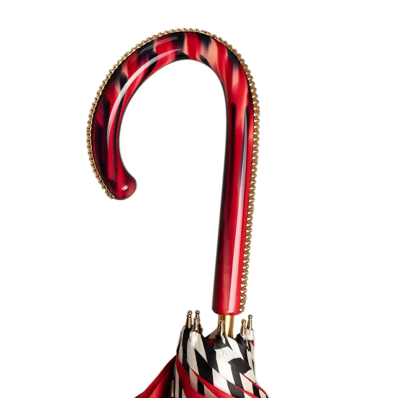Ombrello con manico in acetato Zebra rossa
