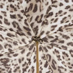 Ombrello nero con manico di giaguaro