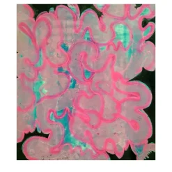 Opera d’arte astratta con forme organiche rosa