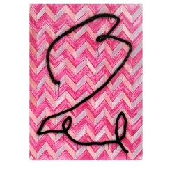Opera d’arte astratta con motivo chevron rosa