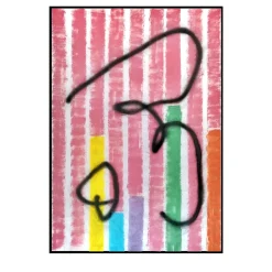 Opera d'arte astratta con strisce rosa vivaci