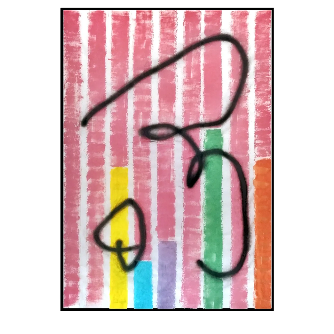 Opera d'arte astratta con strisce rosa vivaci