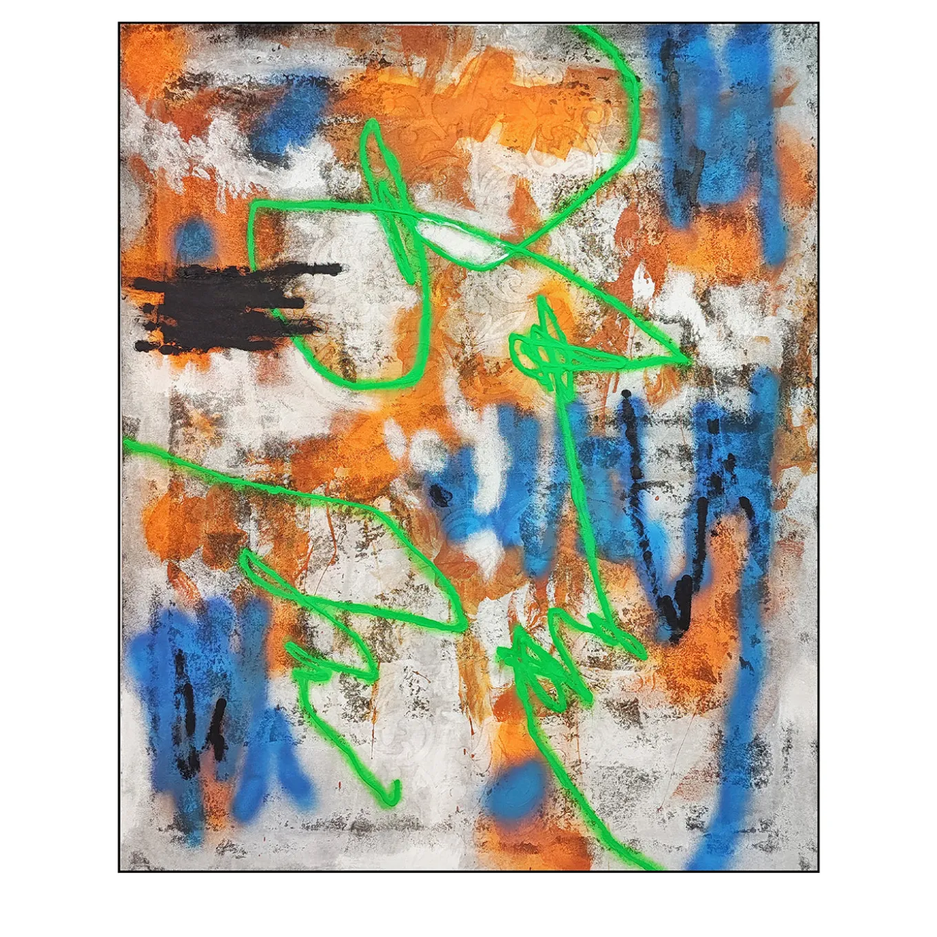 Opera d'arte astratta dinamica arancione e blu