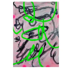 Opera d'arte vivace rosa con spirali astratte