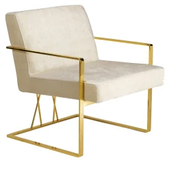 Orione/G Sedia da salotto bianca e oro