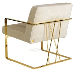 Orione/G Sedia da salotto bianca e oro