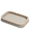Orsay Mini vassoio rettangolare in pelle e rattan beige
