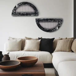 ORU Collection Decoro da parete a mezzo cerchio in marmo nero di Marquinia