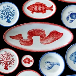 Osteria Set di 6 piatti da portata blu da 28 cm