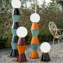 Palm Lampada da tavolo grande Acquamarina e Arancione