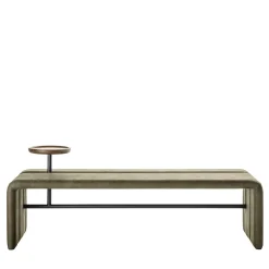 Panca in pelle di burro con vassoio