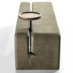 Panca in pelle di burro con vassoio