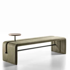 Panca in pelle di burro con vassoio