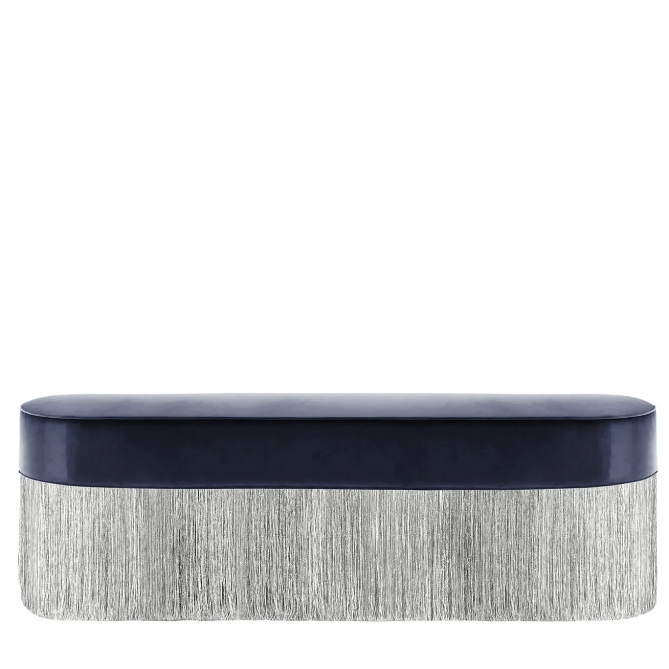 Panchina con frange blu e argento