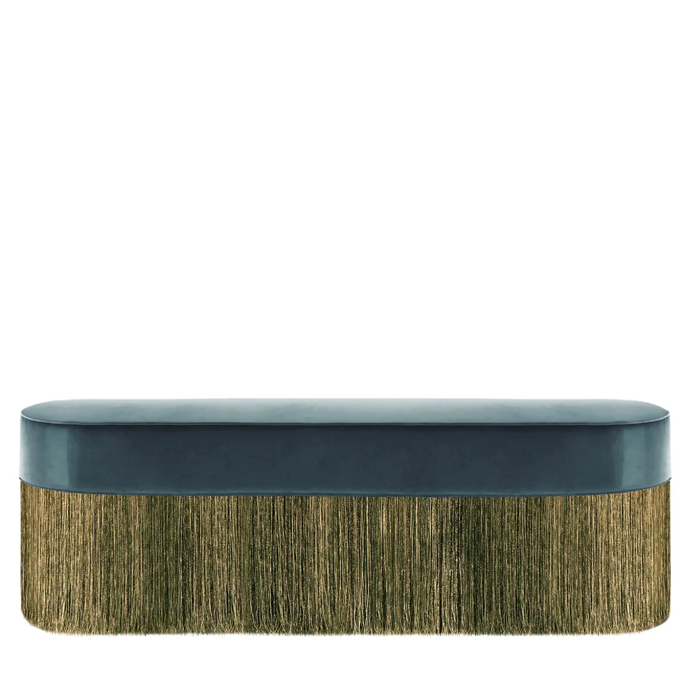 Panchina con frange blu, oro e verde