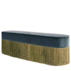 Panchina con frange blu, oro e verde