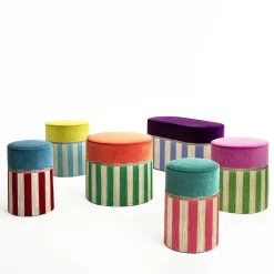 Panchina geometrica Couture Riga ovale viola e lilla