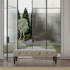 Panchina imbottita floreale nera e marrone della collezione Studio Privè