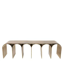 Panchina in acciaio con arco d'oro e bronzo