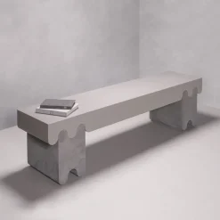 Panchina in pelle grigia Ossicle N. 2