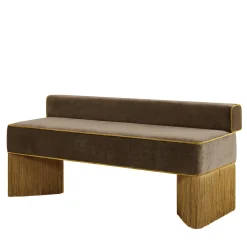 Panchina in velluto marrone Tria con frange