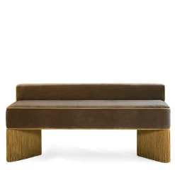 Panchina in velluto marrone Tria con frange