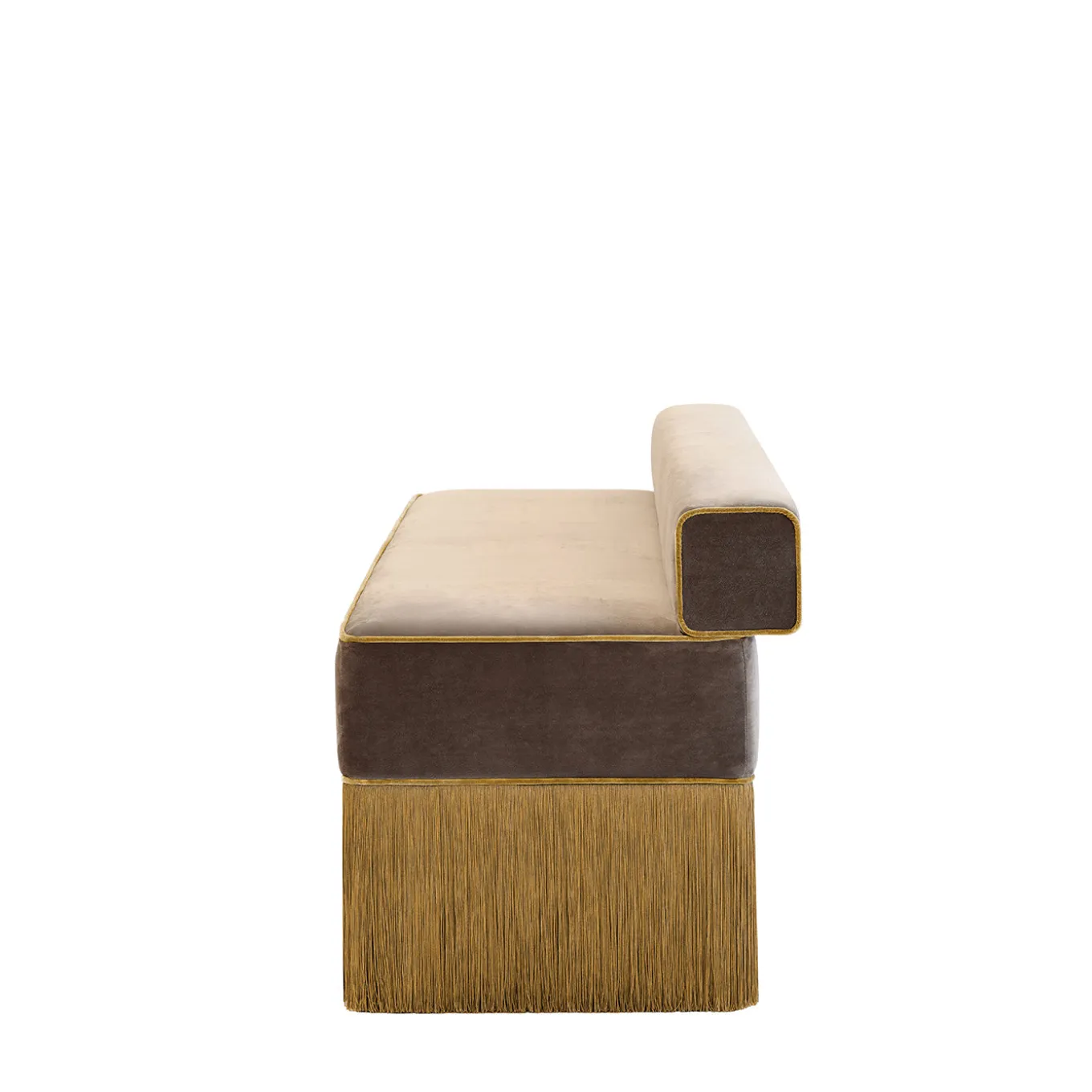 Panchina in velluto marrone Tria con frange