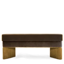 Panchina in velluto marrone Tria con frange
