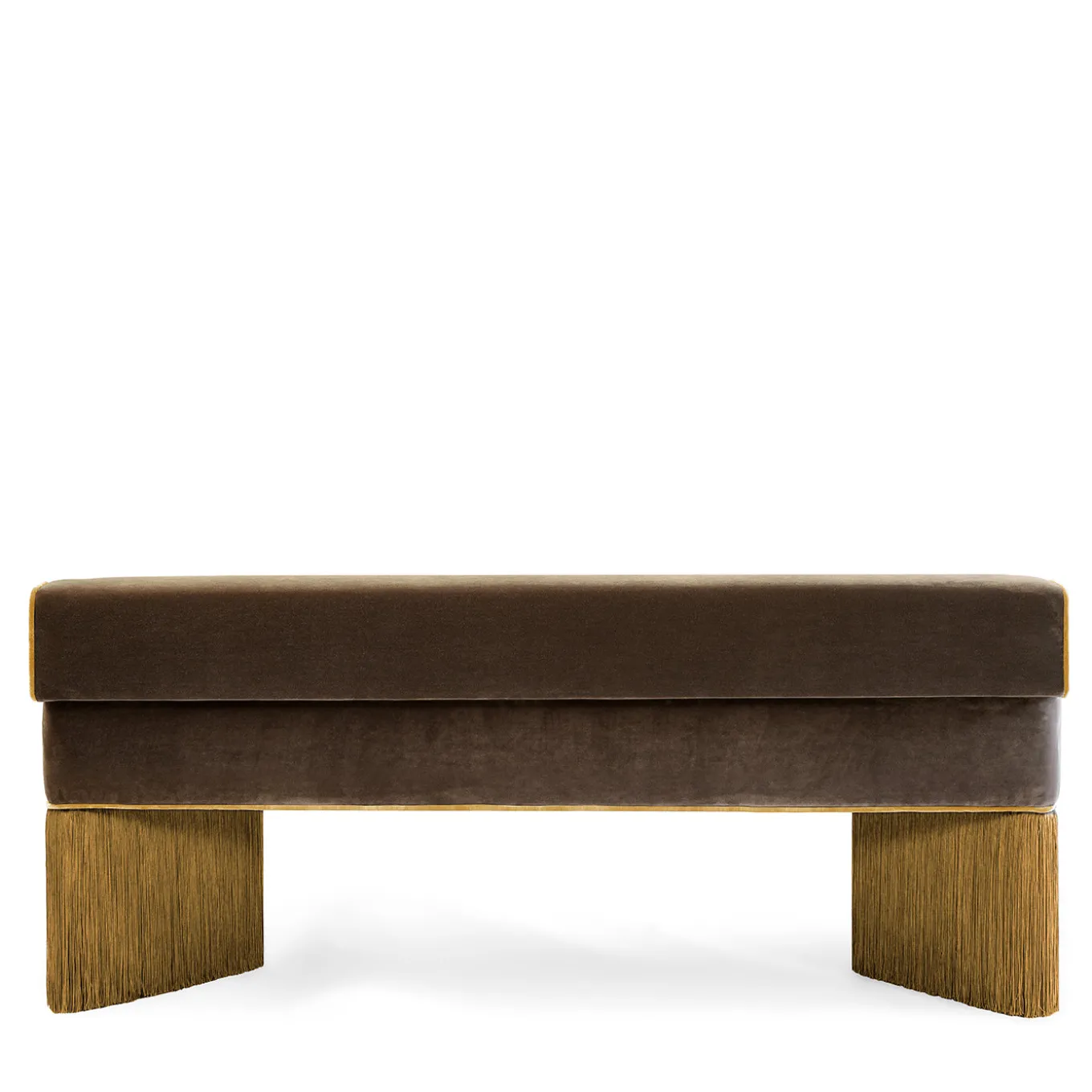 Panchina in velluto marrone Tria con frange