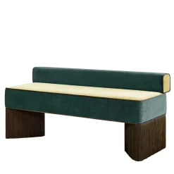 Panchina in velluto verde giallo Tria con frange